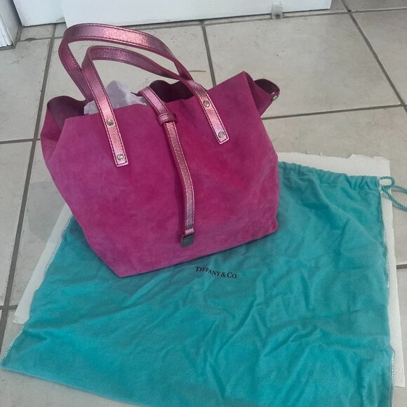 Tiffany & Co metallic pink leather reversible small tote handbag - Picture 1 of 8